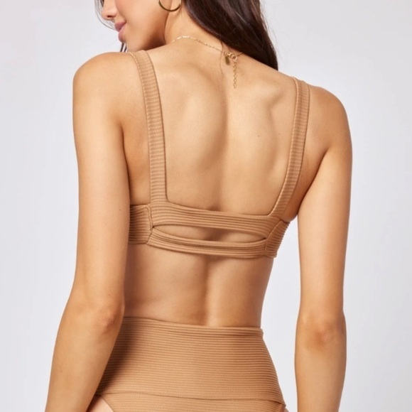 NWT L*Space Jess Ribbed Bikini Top in Camel - Picture 2 of 8